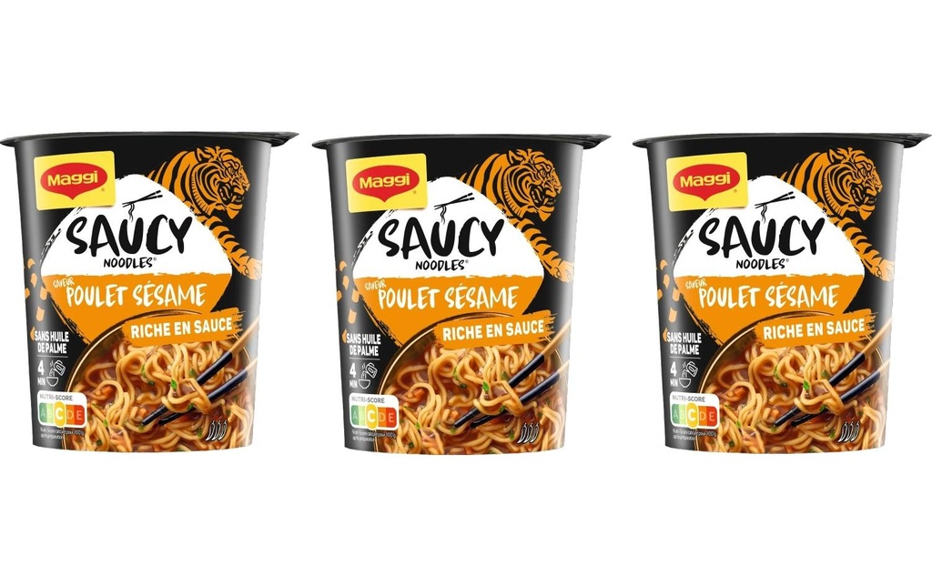 Maggi Plat préparé Saucy Noodles Cup Saveur poulet-sésame 225 g
