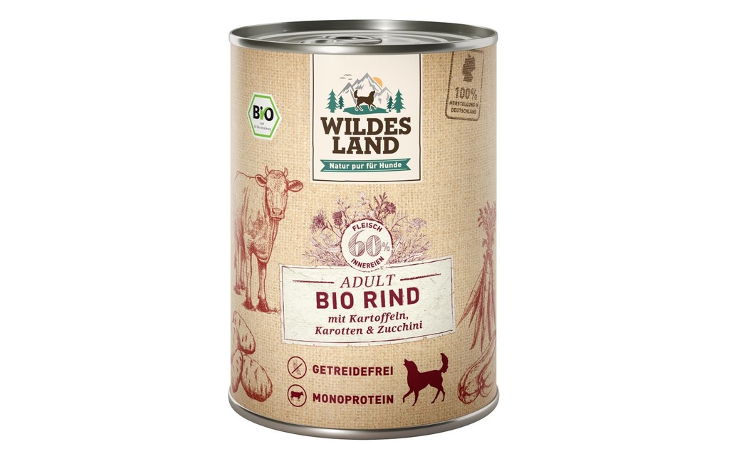 Wildes Land Alimentation humide Bœuf avec pommes de terre, carottes & courgettes 6x400 g