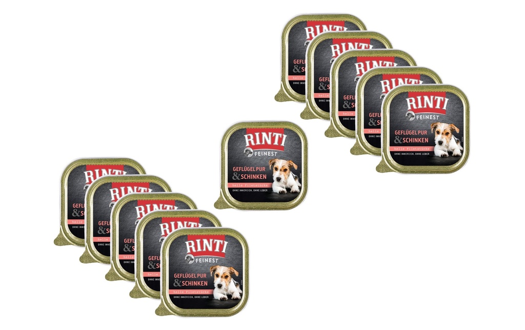 Rinti Alimentation humide Feinest Volaille Pur & Jambon, 11 x 150 g