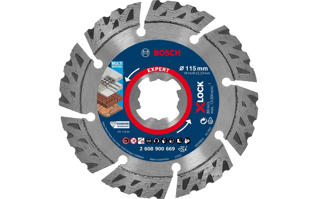 Bosch Professional Disque à tronçonner diamanté X-LOCK Expert MultiMaterial 115 mm