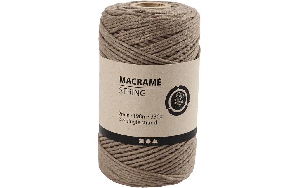 Creativ Company Fil de coton Makramé 330 g, Brun clair