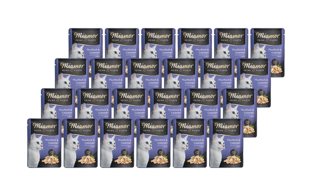 Miamor Alimentation humide Filets fins de thon & calamars en gelée, 24 x 100 g