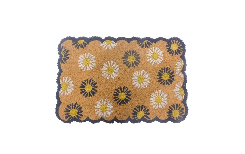 relaxdays Tapis de sol Fleurs 60 x 40 cm bleu/nature