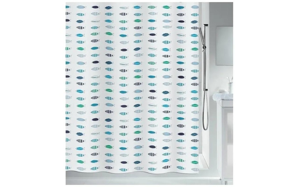 spirella Rideau de douche Santorini 180 x 180 cm, Bleu/Blanc