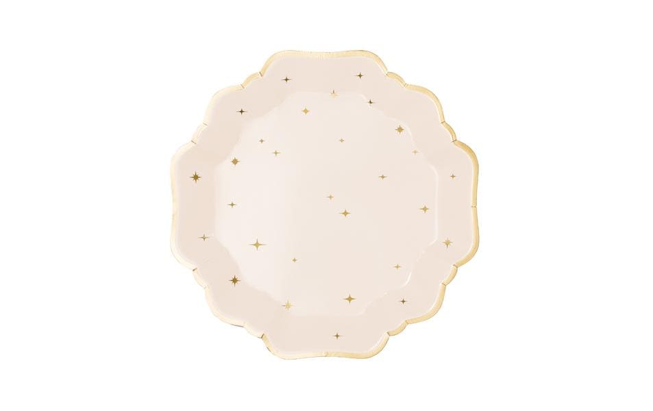 Partydeco Assiettes jetables étoiles, Beige, 21 cm, 6 pièces