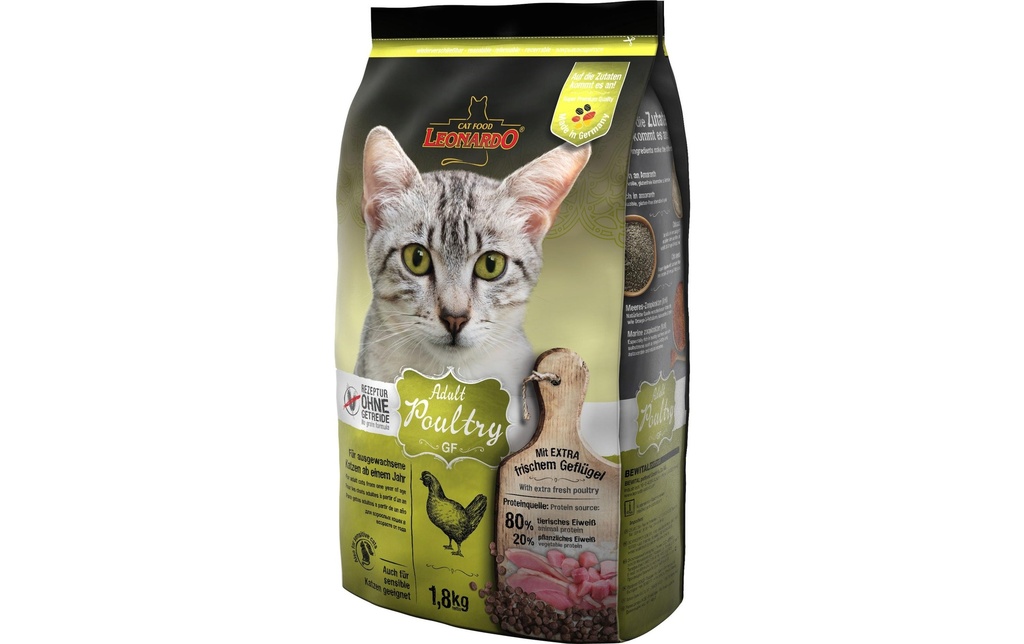 Leonardo Cat Food Alimentation sèche Volaille adulte, 1.8 kg