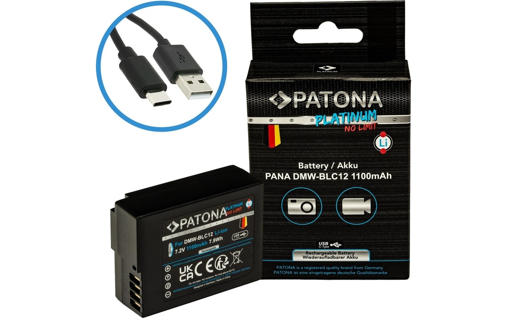 Patona Batterie Platinum pour Panasonic DMW-BLC12 FZ2000