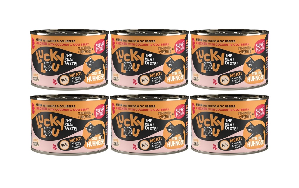 Lucky Lou Alimentation humide Poulet SuperMono, 6 x 200 g