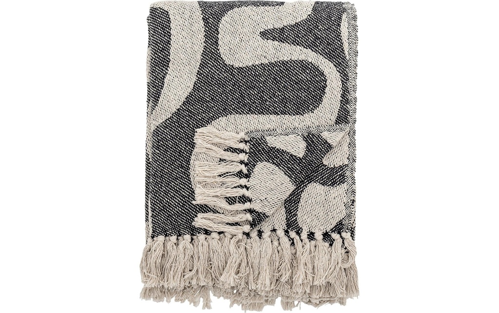 Bloomingville Couverture Salobre 160 x 130 cm, Noir/Blanc
