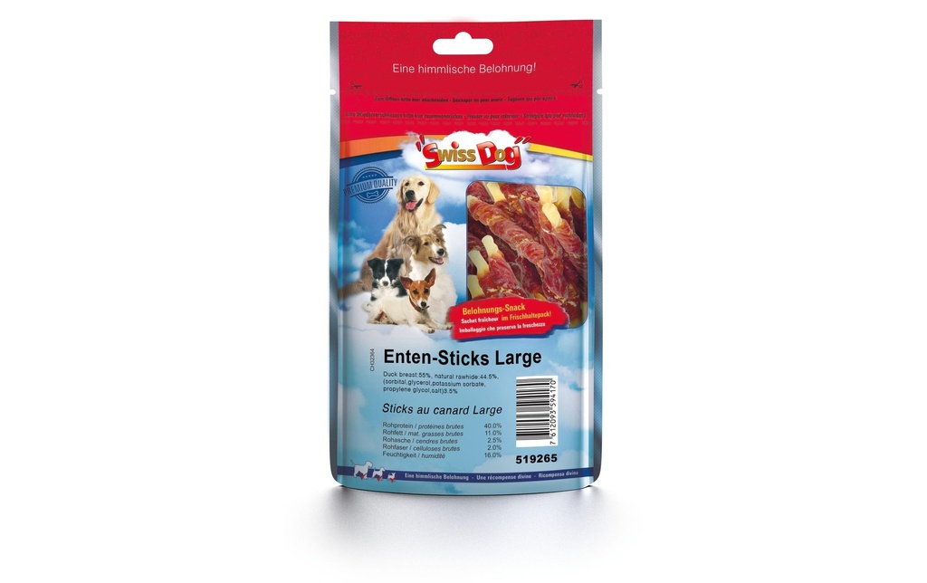 SwissDog Produit à mâcher  Bâtonnets de canard 100 g / 9 pcs