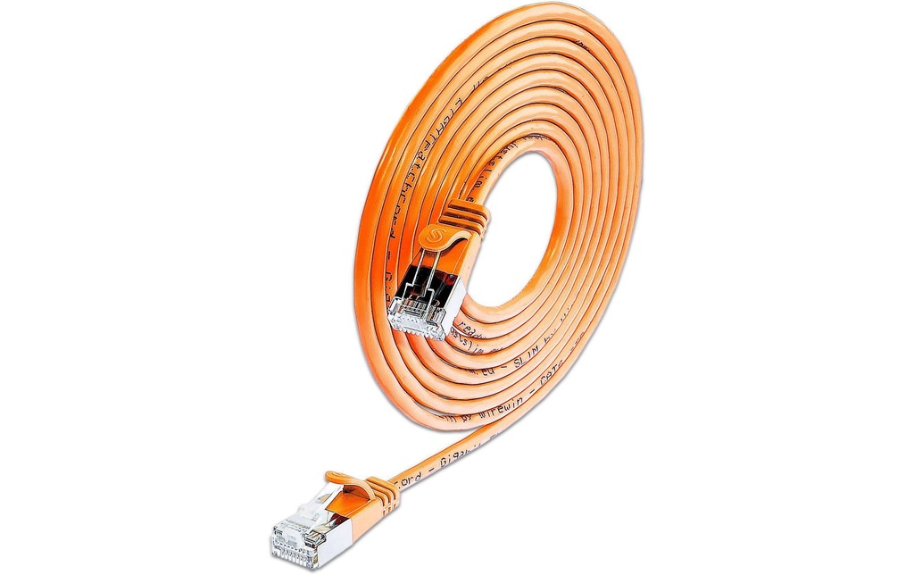 SLIM Câble patch slim RJ-45 - RJ-45, Cat 6, U/FTP, 7.5 m, Orange