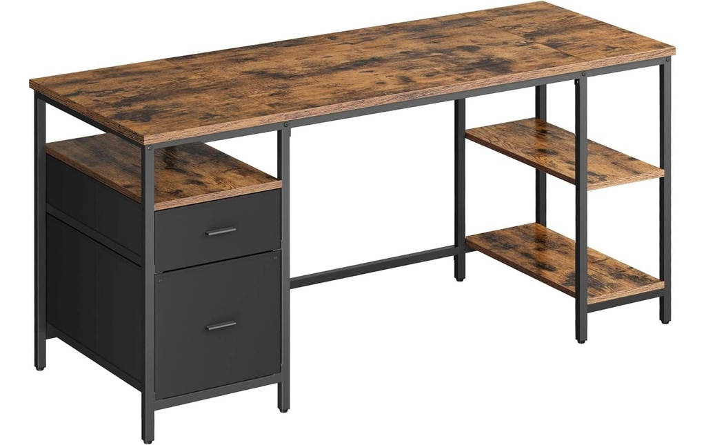 VASAGLE Table avec plaque Marron/noir 160 x 60 cm