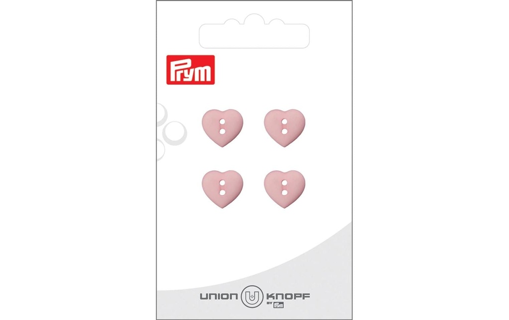 Prym Union Knopf Boutons Cœur 12 mm, 4 pièces, Rose