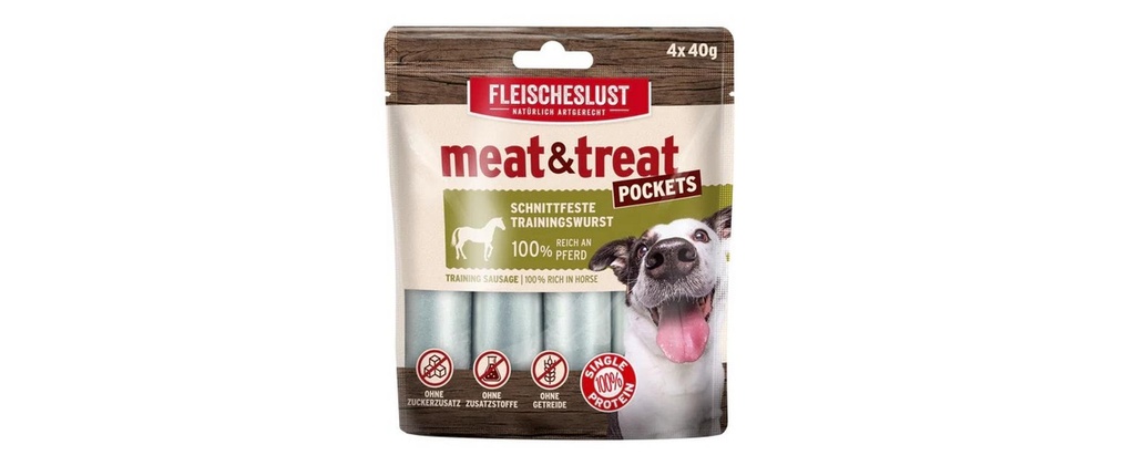 Fleischeslust Friandise Meat & Treat Pockets cheval, 4 x 40 g