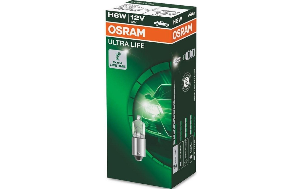 OSRAM Ampoule ULTRA LIFE 12V 6W BAX9s Voiture de tourisme
