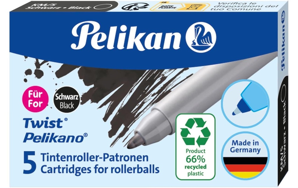 Pelikan Cartouche d’encre Twist eco Noir, 5 pièces