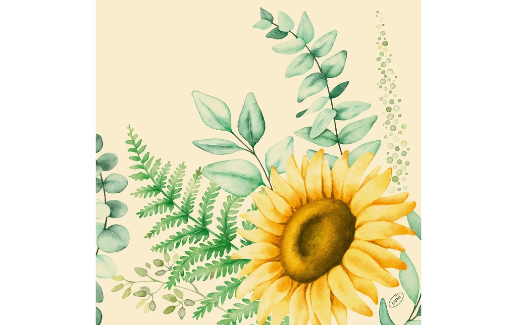 Duni Serviettes en papier Sunflower Dreams 40 cm x 40 cm, 50 Pièce/s