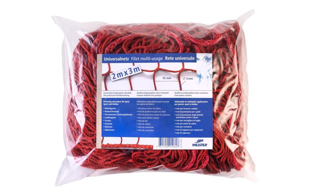 Meister Filet universel sans nœuds, Ø 3 mm / 2 x 3 m, rouge