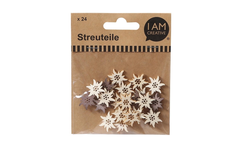 I AM CREATIVE Décoration à éparpiller Edelweiss 2 cm 24 pièces