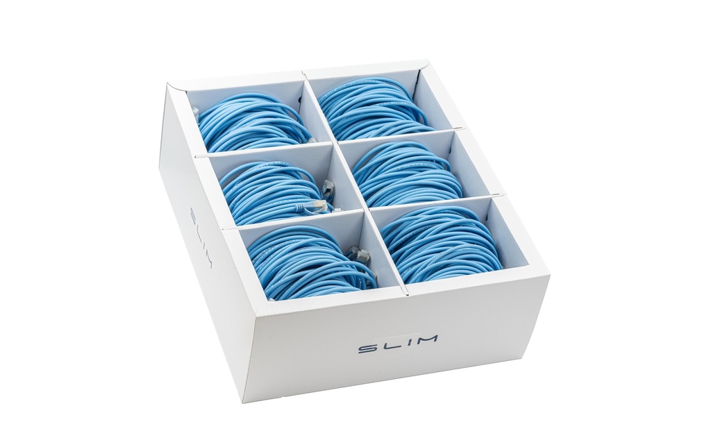 SLIM Câble patch slim RJ-45, Cat 6A, U/FTP, 1.5 m, Bleu, 60-Pack