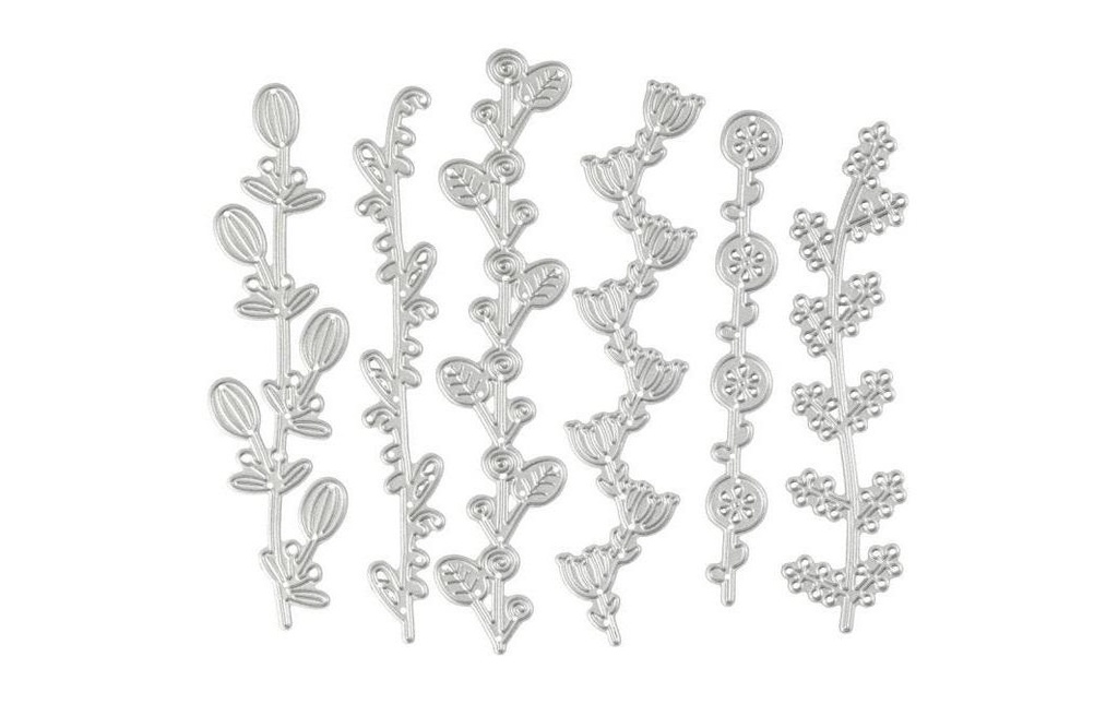 Creativ Company Modèle de poinçon 14.3 x 12.3 cm, vrilles de fleurs
