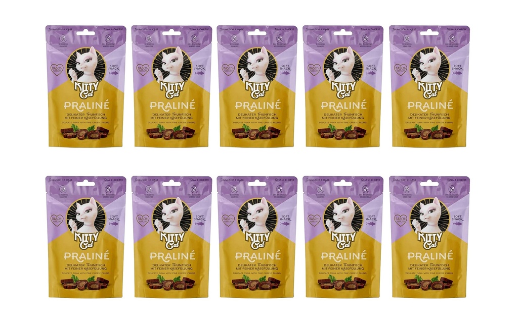 KITTY Cat Collation pour chat KittyCat Praliné Thon, Fromage 10 x 50 g