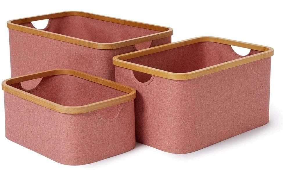 Lumaland Boîte de rangement rectangulaire 3 pièces, Rose