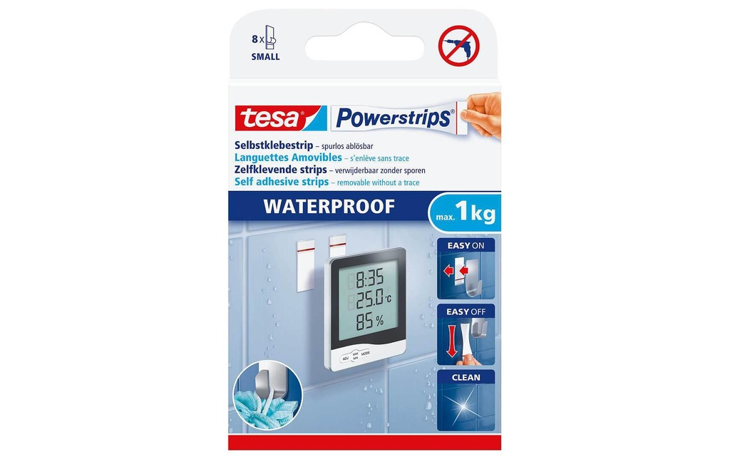 tesa Bande adhésive Powerstrips WP SMALL 8 pièces, Blanc, 1 kg