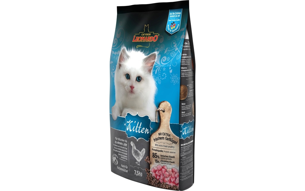 Leonardo Cat Food Alimentation sèche Kitten Volaille, 7.5 kg
