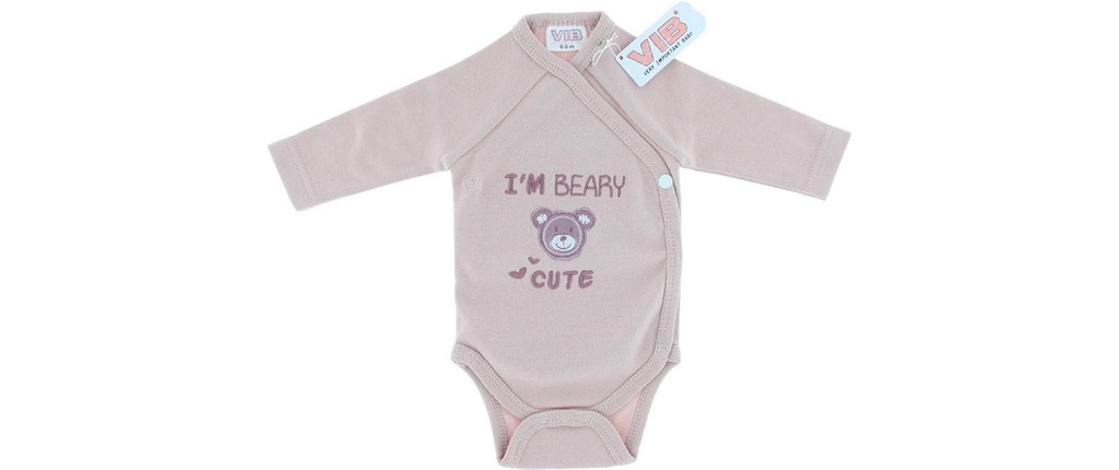 Very Important Baby Body à langer manches longues Je suis un ourson mignon rose fumé Taille 56