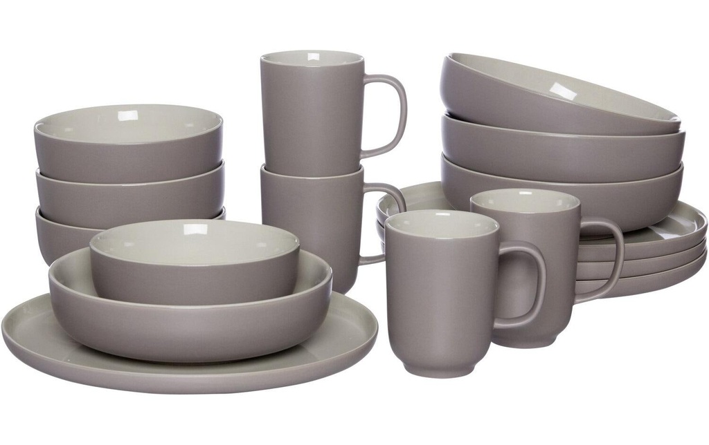 Ritzenhoff & Breker Set d’assiettes Jasper 16 pièces, taupe