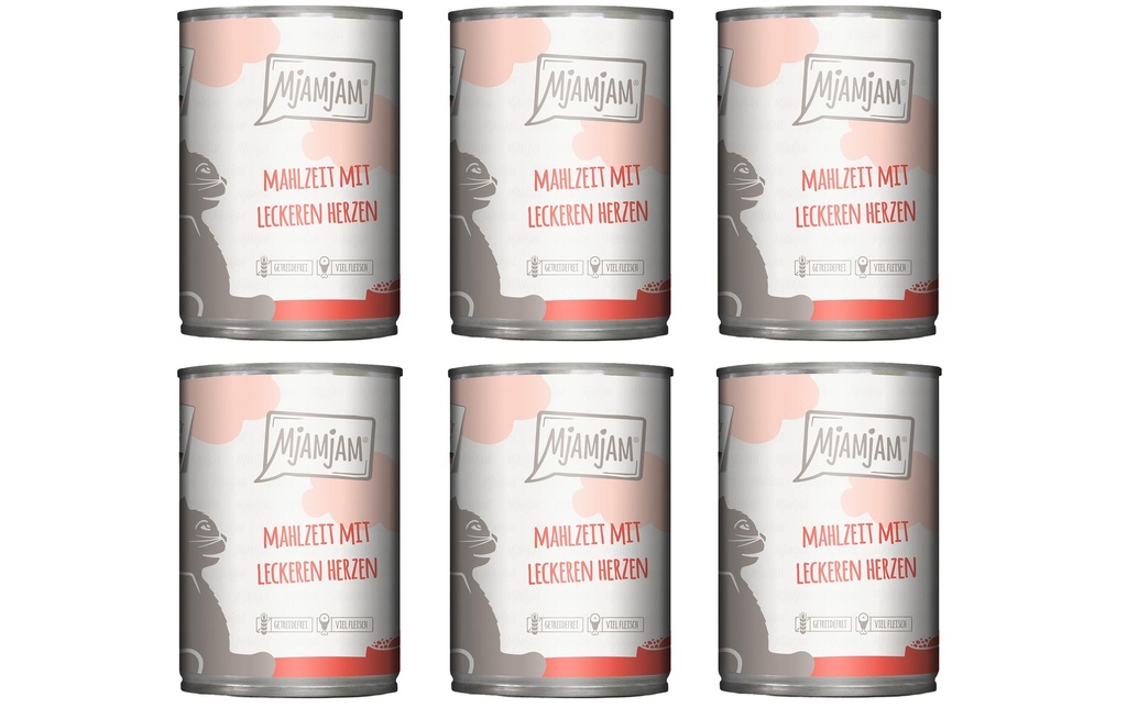 Mjamjam Alimentation humide Boîte Repas avec cœurs, 6 x 400 g
