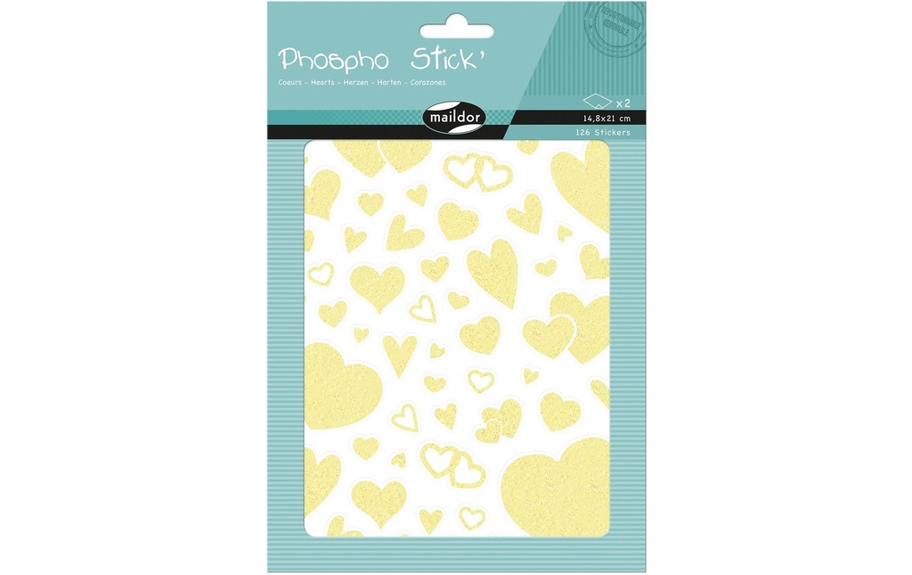 Clairefontaine Autocollant à motif Cœurs phospho UV 2 feuilles, 126 autocollants