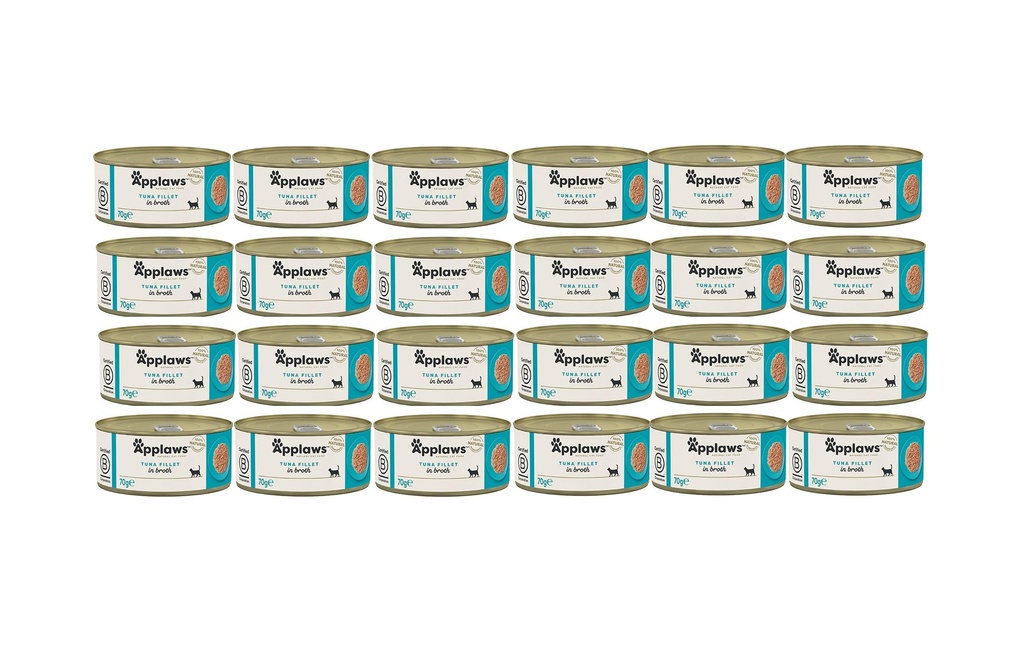 Applaws Alimentation humide Boîte de filets de thon au bouillon, 24 x 156 g