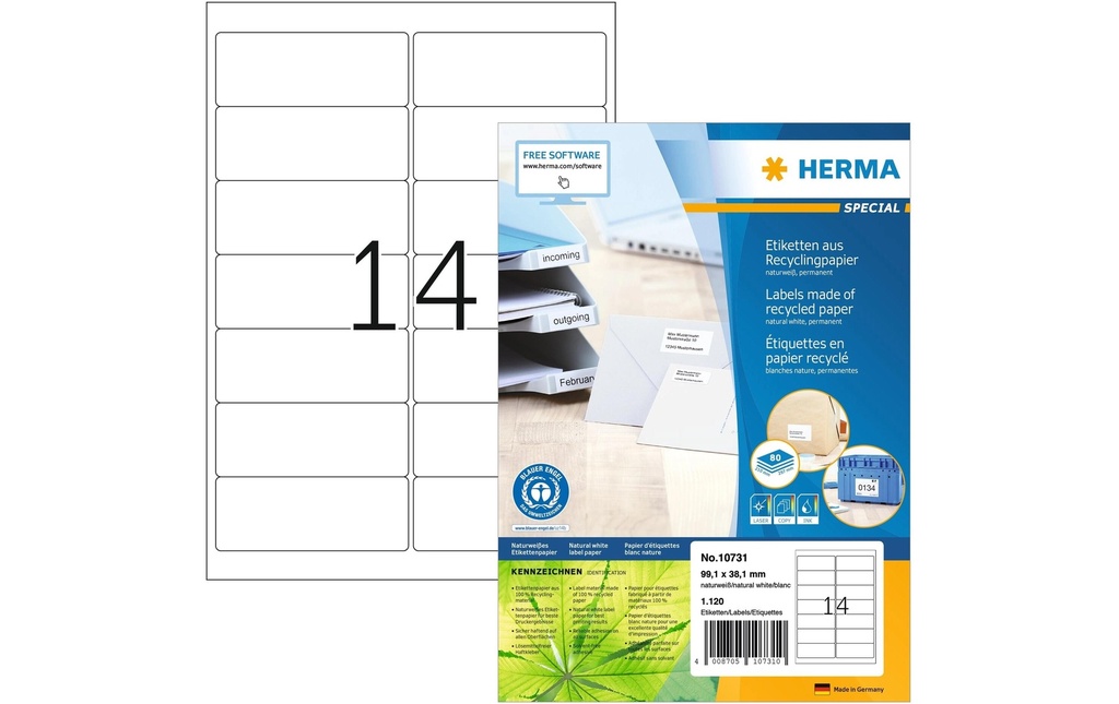 HERMA Étiquettes universelles 99.1 x 38.1 mm, 80 feuille