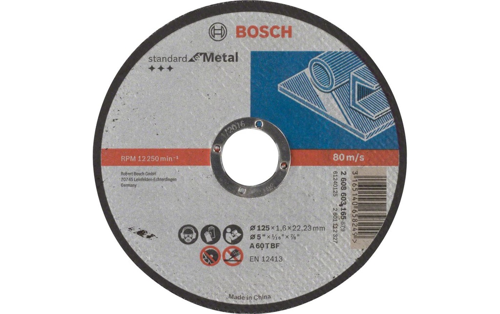 Bosch Professional Disque à trancher droit Standard for Metal, 125 x 1.6 mm