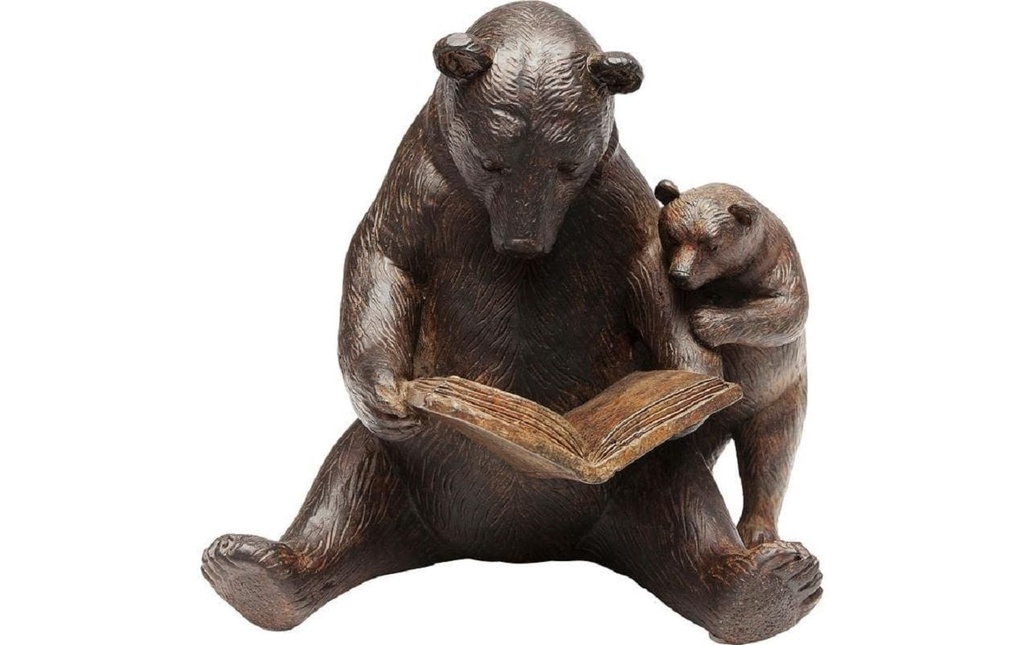 Kare Figure décorative Reading Bears Marron