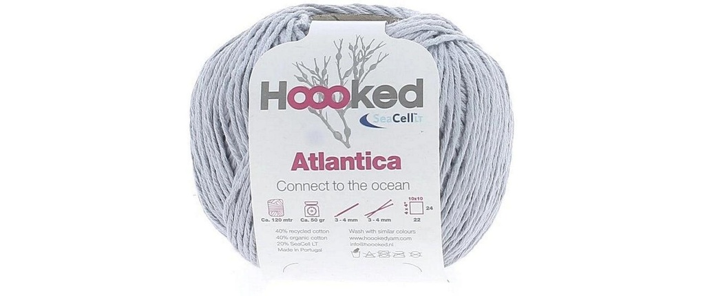Hoooked Fil de coton Fil Atlantica SeaCell gris, 120 m