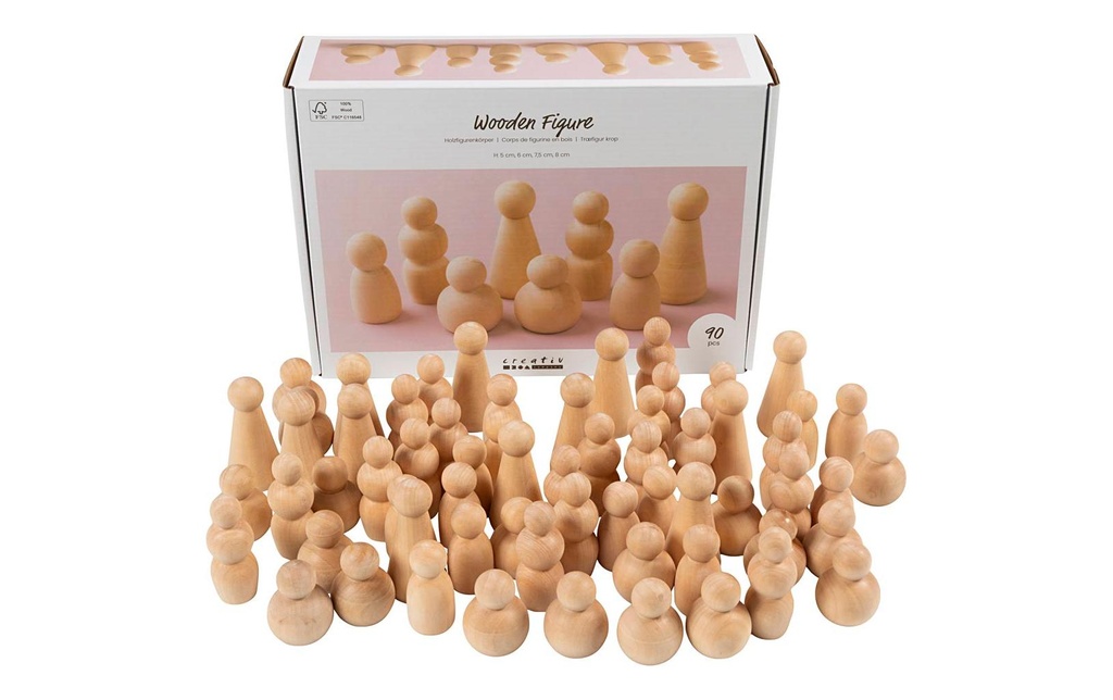 Creativ Company Article en bois Figure de quille 5-8 cm, 90 pièces