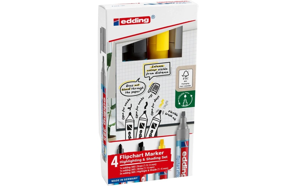 EDDING Set marq. flipchart trac.&omb (4 pces)