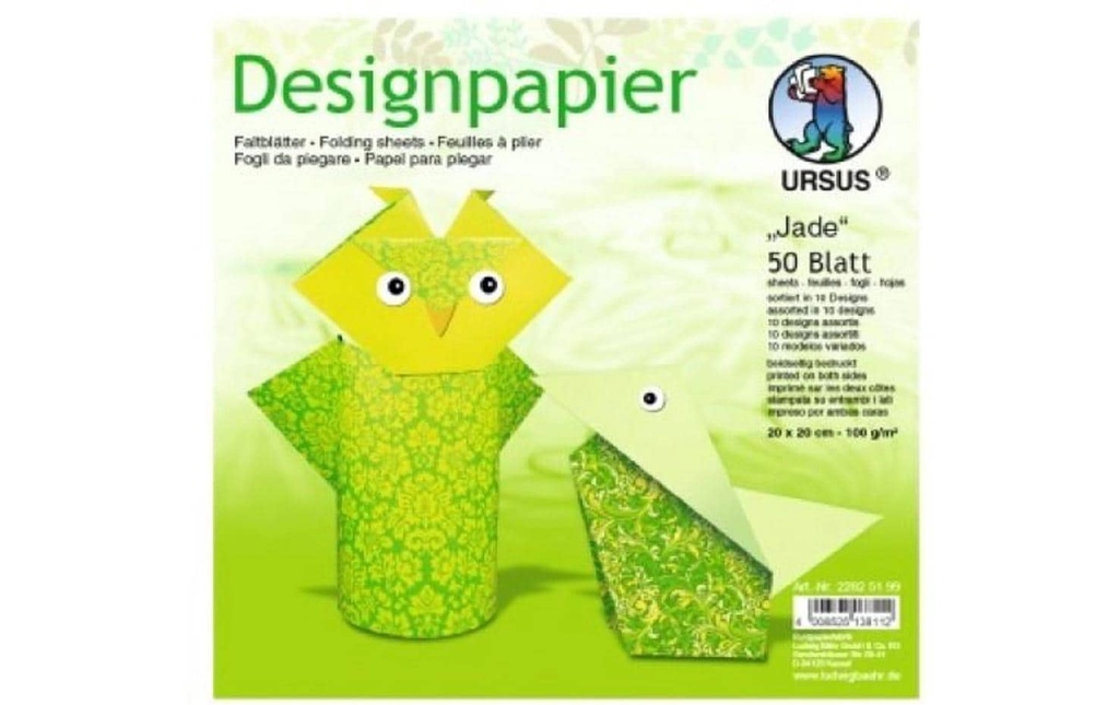 URSUS Feuilles origami Origami Jade 20 x 20 cm, 100 g/m², 50 feuilles