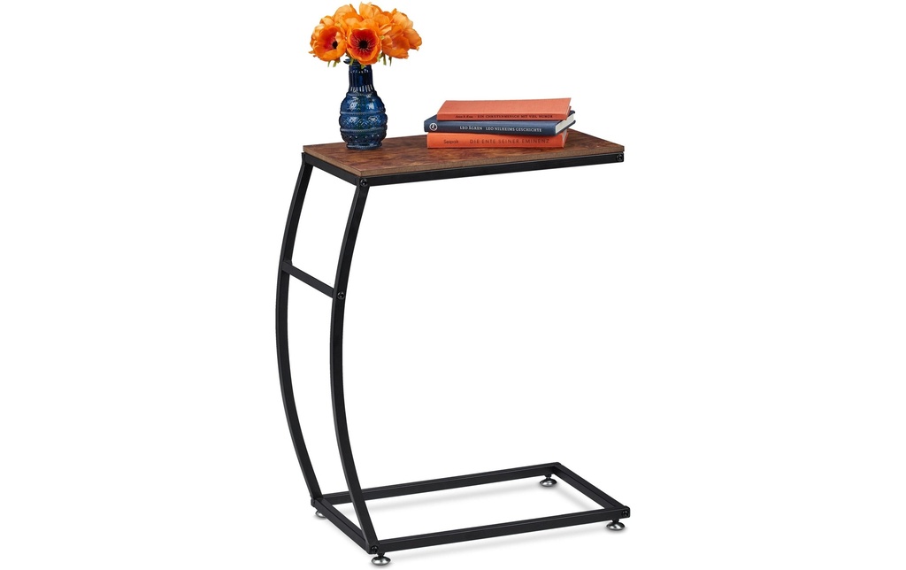 relaxdays Table d'appoint Industrial 47.5 cm x 58.5 cm, Noir/Brun