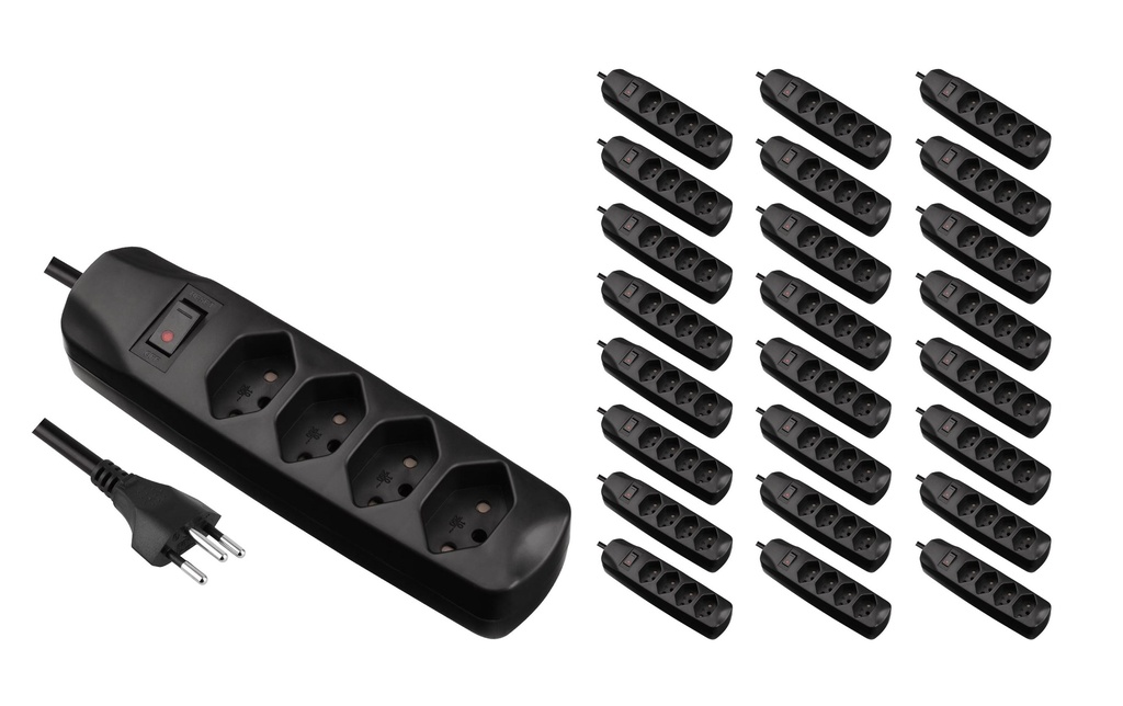 FURBER.power Bloc multiprises 4x T13 avec interrupteur, 25 pièces, noir