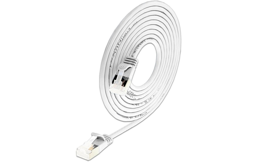 SLIM Câble patch slim RJ-45, Cat 6A, U/FTP, 0.15 m, Blanc, 50-Pack