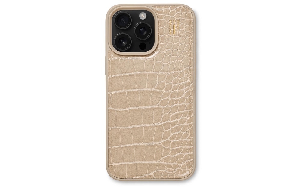 Ideal of Sweden Coque arrière Croco iPhone 16 Pro Max Beige