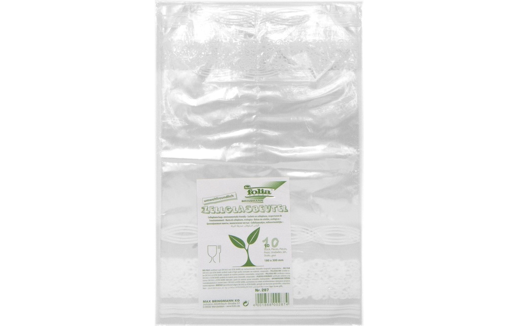 Folia Sac transparent Bio avec sol 180 x 300 mm, 10 pièces