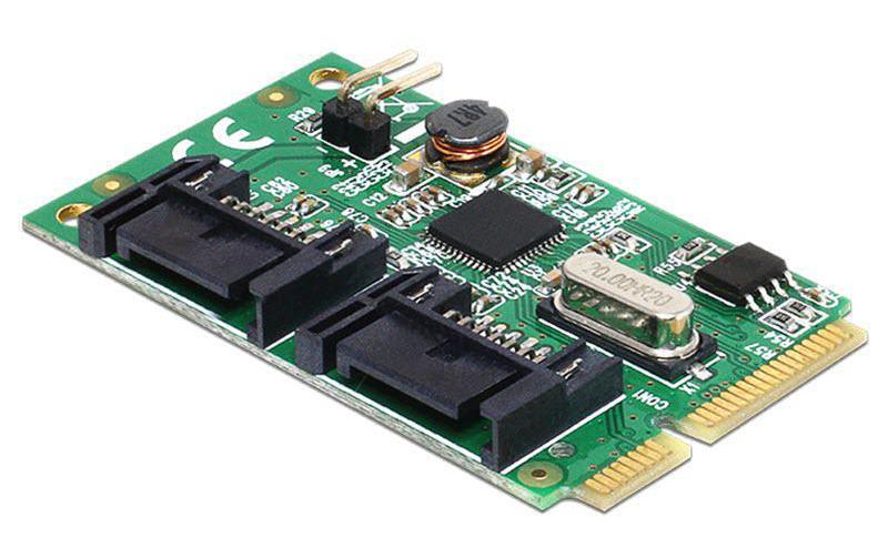 Delock Adaptateur de bus hôte Mini-PCIe – SATA3, 2Port Controller