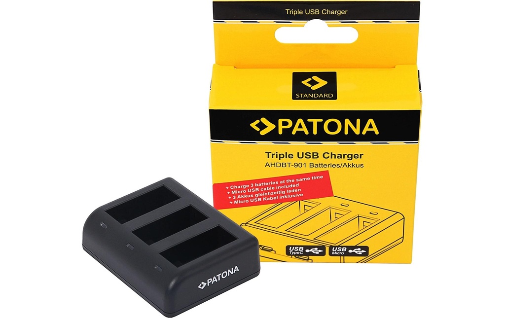 Patona Chargeur Chargeur pour GoPro Hero 9, Hero 10 et Hero 11
