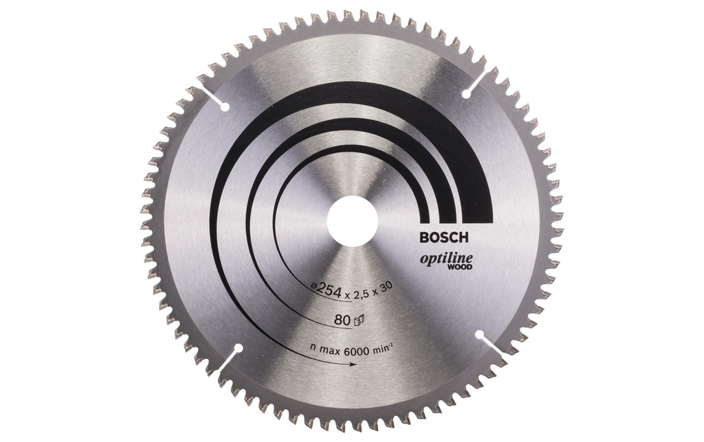 Bosch Professional Lame de scie circulaire Optiline Wood, 254 x 30 x 2.5 mm, Z 80