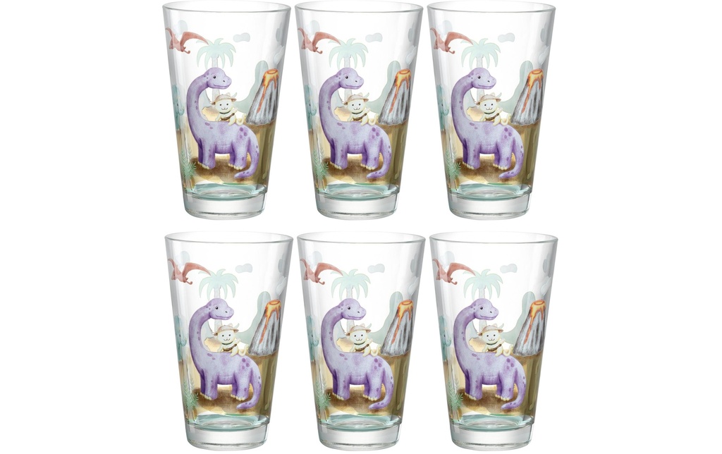 LEONARDO Verre à boire pour enfants Avventura 300 ml, 6 pièces, Dinosaure